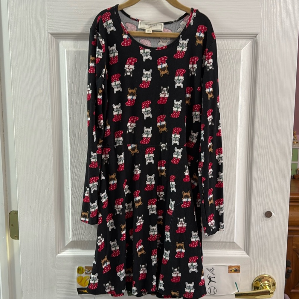 French bulldog Christmas long sleeve dress